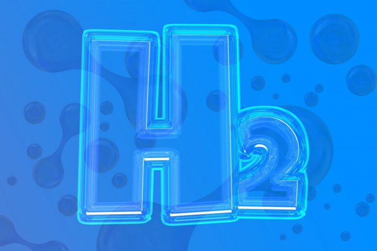 na niebieskim tle napis h2