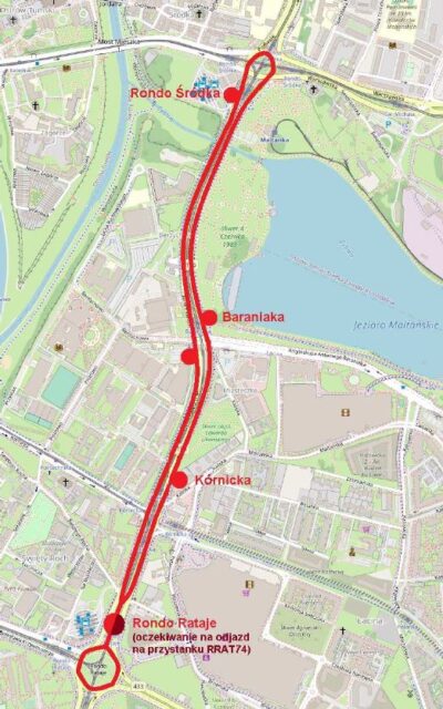 Trasa autobusu za tramwaj - schemat