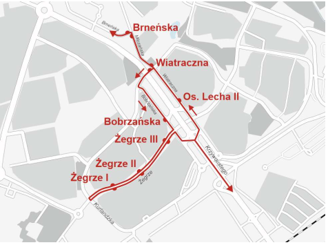 Schemat objazdu dla linii 220
